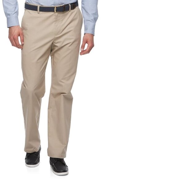 Mens Dress Pants 48x34 Croft & Barrow Khaki Classic Easy Care Stretch Flat Front - Picture 1 of 6